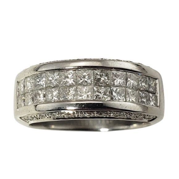 Vintage 14 Karat White Gold and Diamond Band Ring Size 6.75 #12722 - Picture 1 of 10